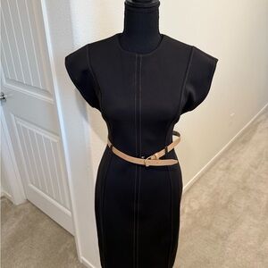 Calvin Klein Black Dress with Tan Belt
